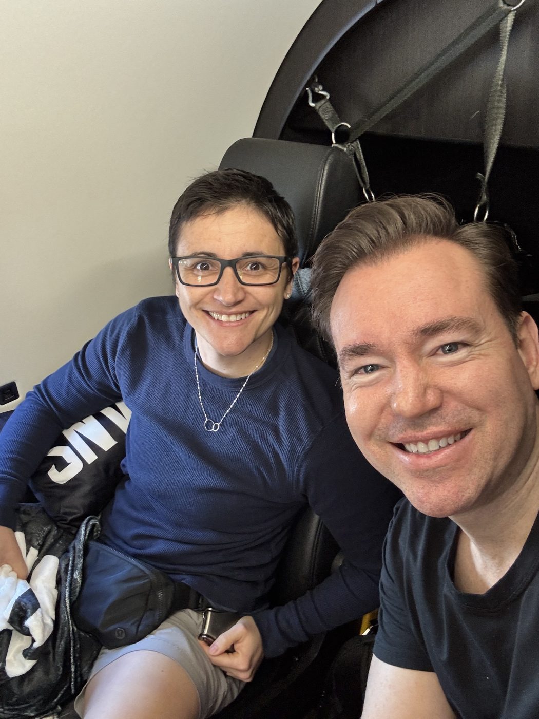 Cris with Josh Nelson between sessions