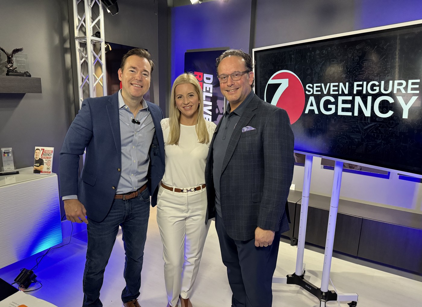 At the Seven Figure Agency studio with Josh and Yesenia